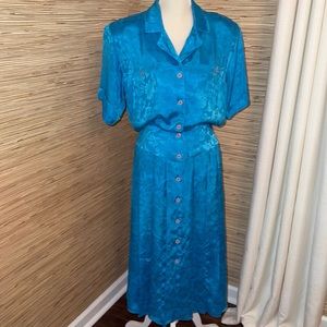 Michele Stuart size 6 clapper style vintage teal dress. EUC!